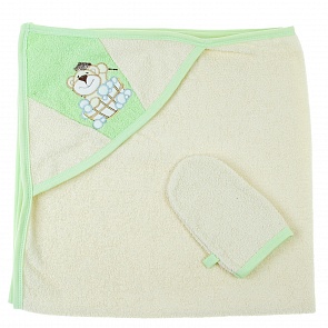 Пеленка-полотенце с варежкой - Забавный мишка, желтый (Золотой гусь, 3243)